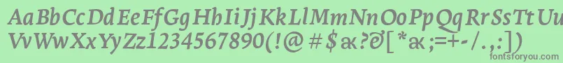 LeksaproBoldItalic-Schriftart – Graue Schriften auf grünem Hintergrund