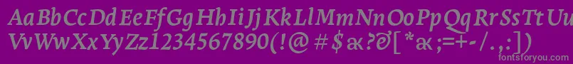 LeksaproBoldItalic Font – Gray Fonts on Purple Background