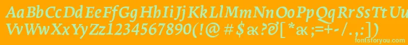 LeksaproBoldItalic Font – Green Fonts on Orange Background