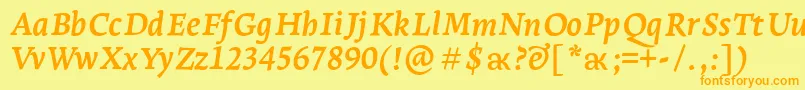 LeksaproBoldItalic Font – Orange Fonts on Yellow Background