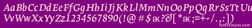 LeksaproBoldItalic Font – Pink Fonts on Purple Background