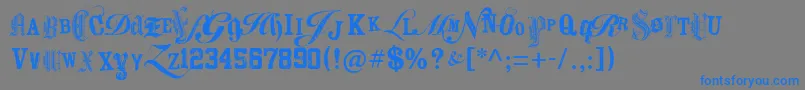 フォントKeetanoAtlMygangsta – 灰色の背景に青い文字