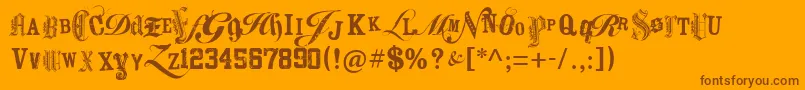KeetanoAtlMygangsta-Schriftart – Braune Schriften auf orangefarbenem Hintergrund
