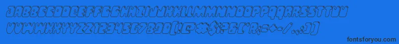 Bubblebuttoutital-Schriftart – Schwarze Schriften auf blauem Hintergrund