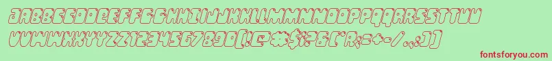 Bubblebuttoutital Font – Red Fonts on Green Background