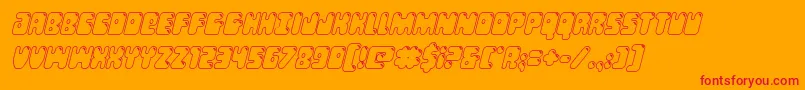 Bubblebuttoutital-Schriftart – Rote Schriften auf orangefarbenem Hintergrund