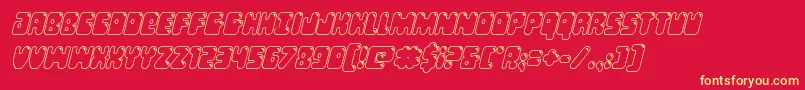 フォントBubblebuttoutital – 黄色の文字、赤い背景