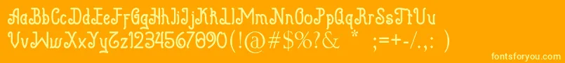Beguyur-Schriftart – Gelbe Schriften auf orangefarbenem Hintergrund
