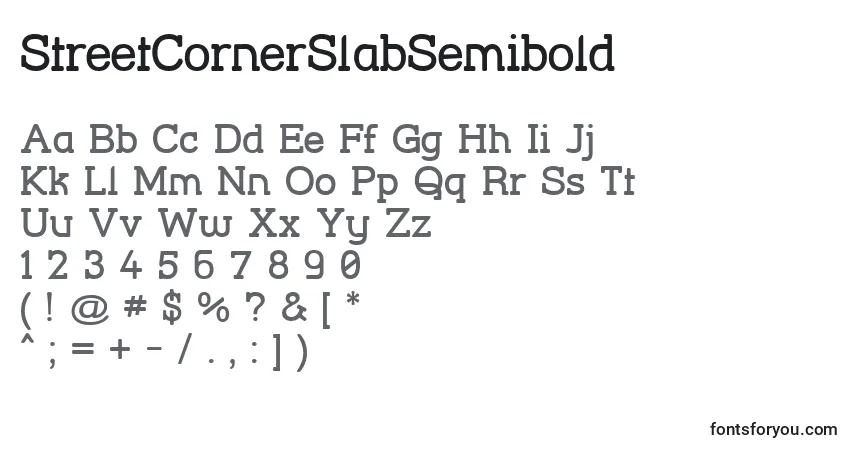Schriftart StreetCornerSlabSemibold – Alphabet, Zahlen, spezielle Symbole
