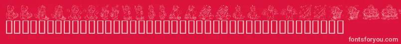 fuente KrHolidayTeddies – Fuentes Rosadas Sobre Fondo Rojo