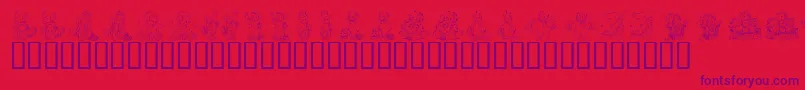 KrHolidayTeddies-Schriftart – Violette Schriften auf rotem Hintergrund