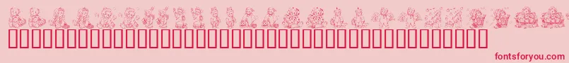 フォントKrHolidayTeddies – ピンクの背景に赤い文字