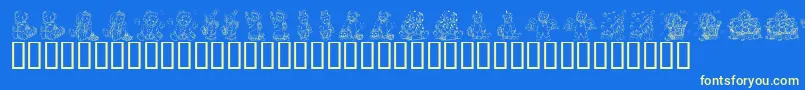 KrHolidayTeddies-Schriftart – Gelbe Schriften auf blauem Hintergrund