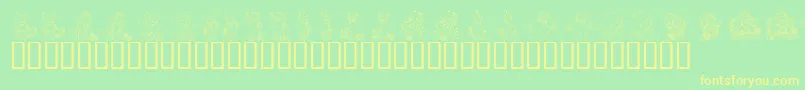 KrHolidayTeddies Font – Yellow Fonts on Green Background