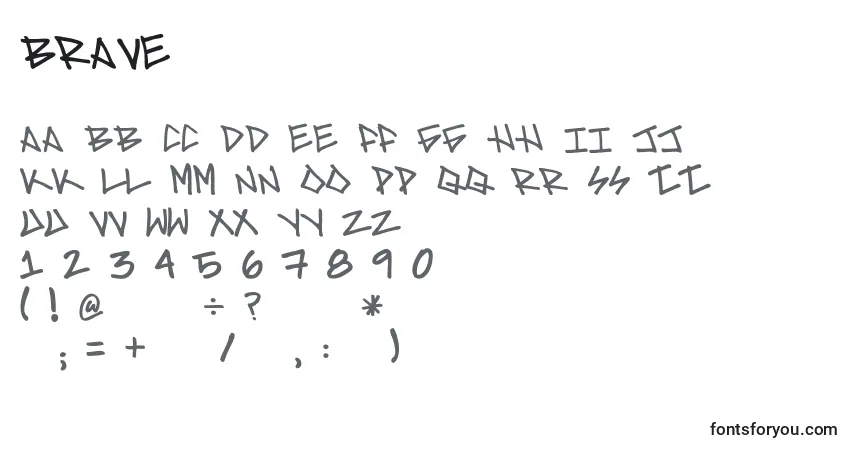 Schriftart Brave – Alphabet, Zahlen, spezielle Symbole