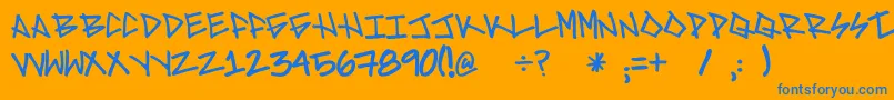 Brave-Schriftart – Blaue Schriften auf orangefarbenem Hintergrund