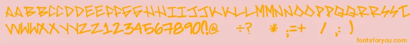 フォントBrave – オレンジの文字がピンクの背景にあります。