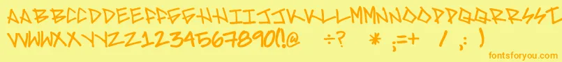 フォントBrave – オレンジの文字が黄色の背景にあります。