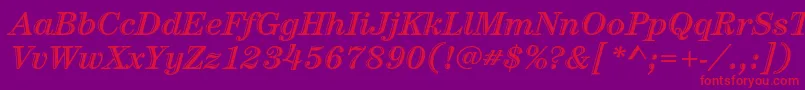 CenturystdHandtooledboldit Font – Red Fonts on Purple Background