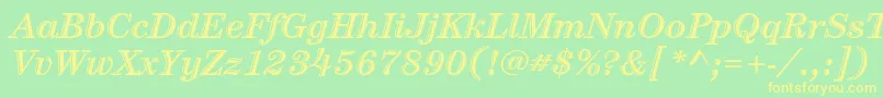 CenturystdHandtooledboldit Font – Yellow Fonts on Green Background