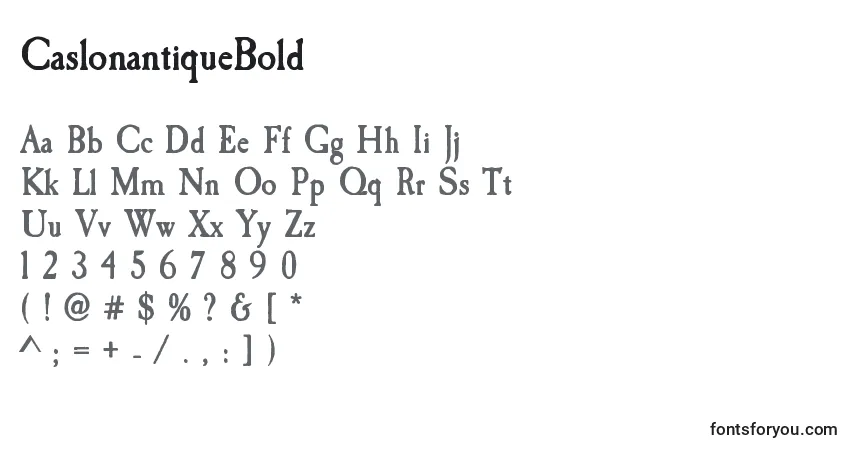 A fonte CaslonantiqueBold – alfabeto, números, caracteres especiais