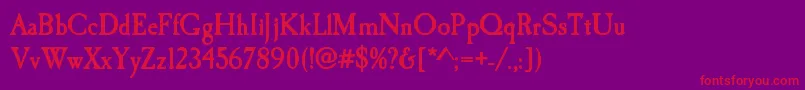 CaslonantiqueBold-Schriftart – Rote Schriften auf violettem Hintergrund