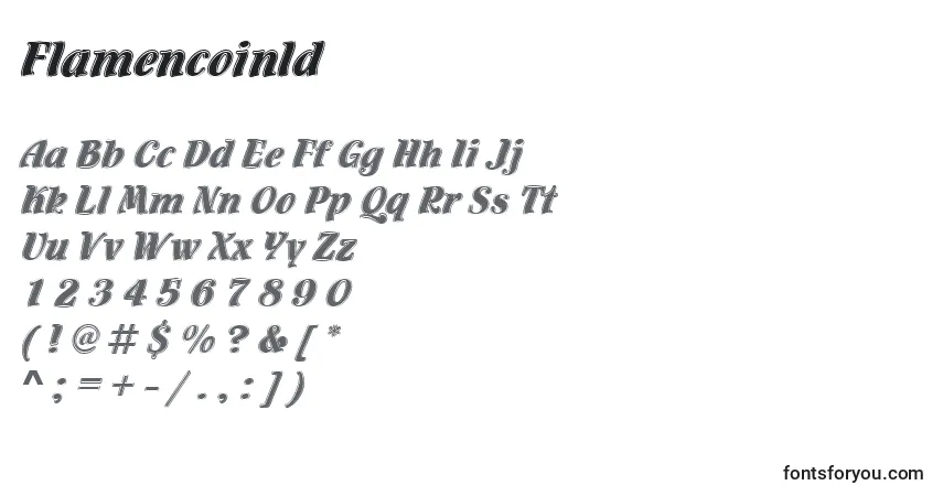 Schriftart Flamencoinld – Alphabet, Zahlen, spezielle Symbole
