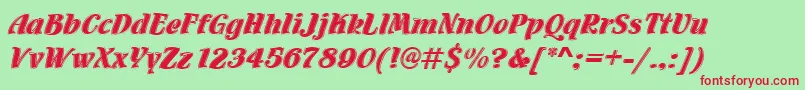 Flamencoinld-Schriftart – Rote Schriften auf grünem Hintergrund