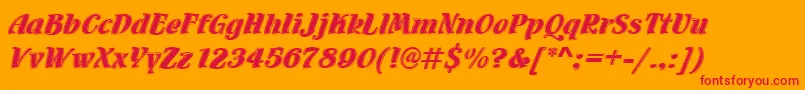 Flamencoinld-Schriftart – Rote Schriften auf orangefarbenem Hintergrund