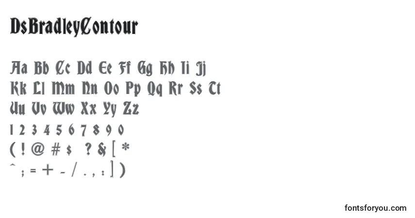 Schriftart DsBradleyContour (96390) – Alphabet, Zahlen, spezielle Symbole
