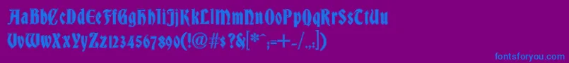 フォントDsBradleyContour – 紫色の背景に青い文字