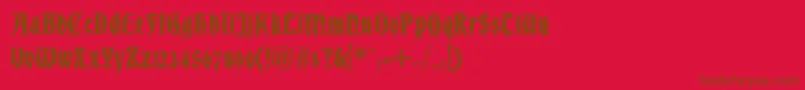 フォントDsBradleyContour – 赤い背景に茶色の文字