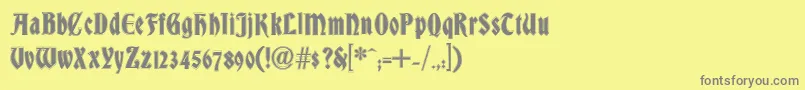 フォントDsBradleyContour – 黄色の背景に灰色の文字