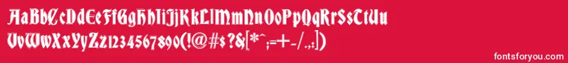 フォントDsBradleyContour – 赤い背景に白い文字