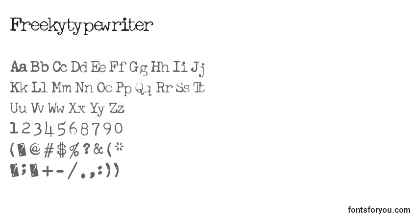 A fonte Freekytypewriter – alfabeto, números, caracteres especiais