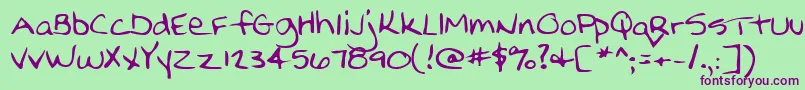 Lehn210 Font – Purple Fonts on Green Background