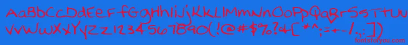 Lehn210 Font – Red Fonts on Blue Background