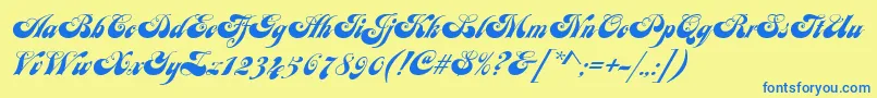 JuliaScript Font – Blue Fonts on Yellow Background