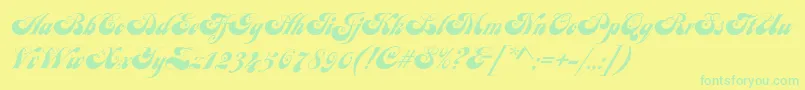 JuliaScript Font – Green Fonts on Yellow Background