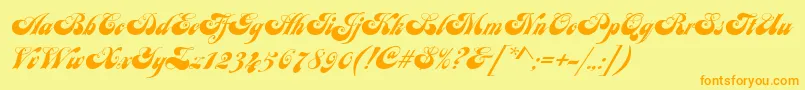 JuliaScript-Schriftart – Orangefarbene Schriften auf gelbem Hintergrund