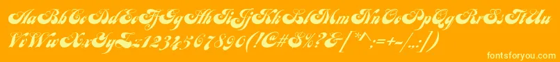 JuliaScript-Schriftart – Gelbe Schriften auf orangefarbenem Hintergrund