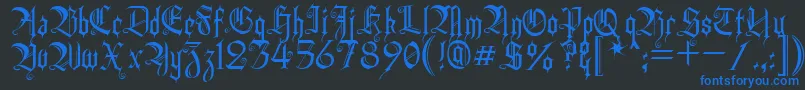 HeidornHill-Schriftart – Blaue Schriften auf schwarzem Hintergrund