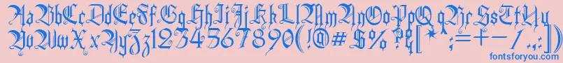 Fonte HeidornHill – fontes azuis em um fundo rosa