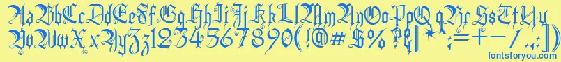 HeidornHill-fontti – siniset fontit keltaisella taustalla