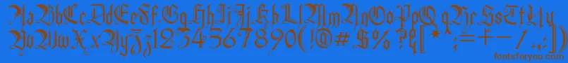 フォントHeidornHill – 茶色の文字が青い背景にあります。
