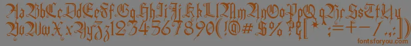フォントHeidornHill – 茶色の文字が灰色の背景にあります。