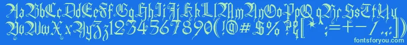 HeidornHill-fontti – vihreät fontit sinisellä taustalla