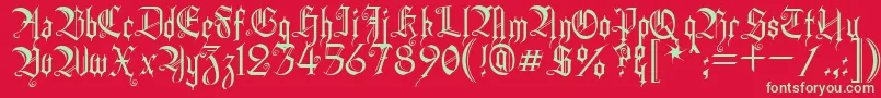 HeidornHill-Schriftart – Grüne Schriften auf rotem Hintergrund
