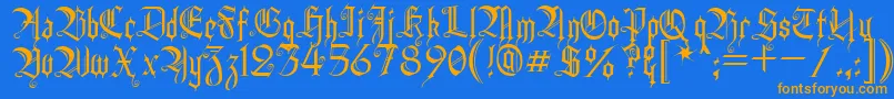 フォントHeidornHill – オレンジ色の文字が青い背景にあります。