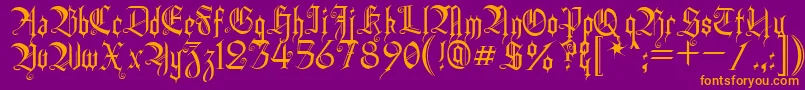 HeidornHill-Schriftart – Orangefarbene Schriften auf violettem Hintergrund